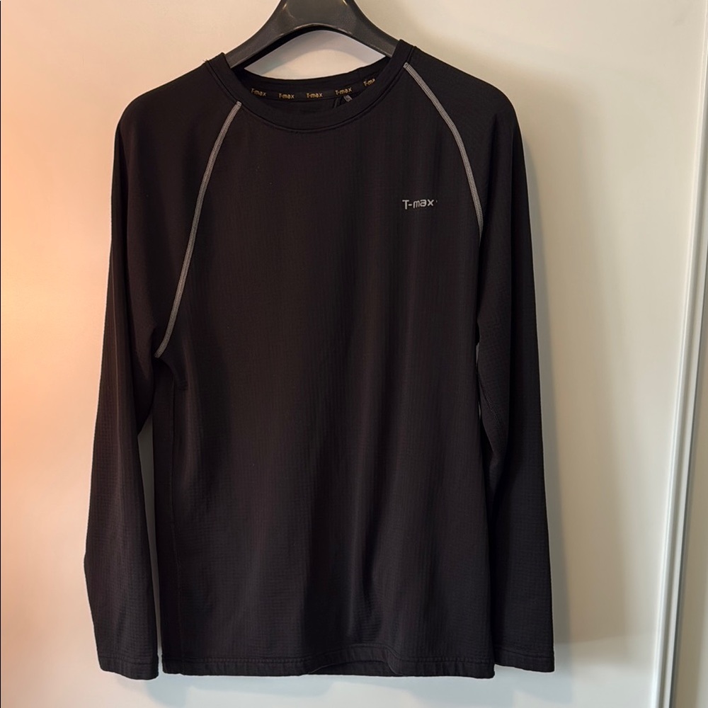 Black Long Sleeve Tee with Contrast Stitching
